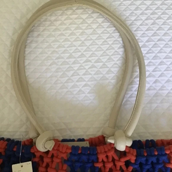 Clare V. Sandy Tote Cobalt & Bright Poppy Stripe NWT - Picture 15 of 15